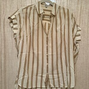 Madewell Brown and White Striped Button-Up Shirt